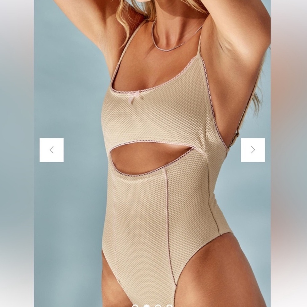 Frankie’s Bikinis Julianna waffle thermal cheeky one piece with cut outs - Picture 2 of 13